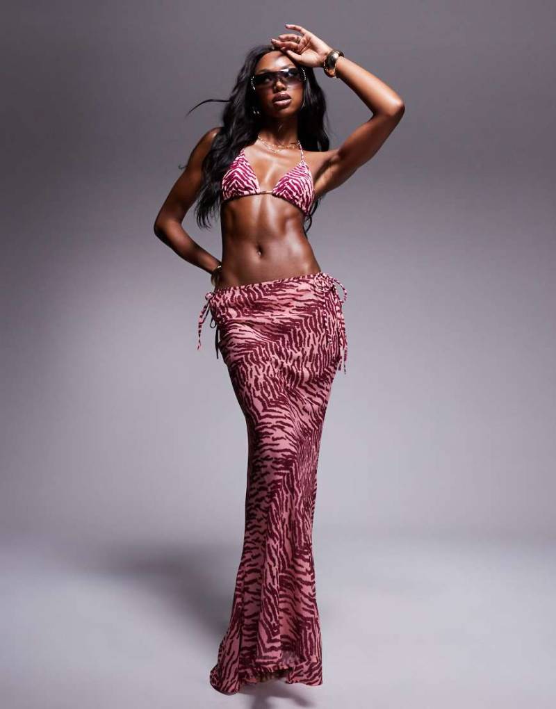 Candypants - Maxi-Strandrock aus Polygeorgette in Rosa mit Zebramuster von Candypants