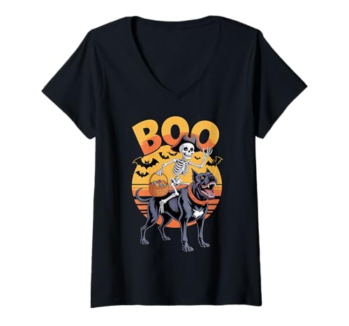 Damen Gruseliges Cane Corso Kostüm auf Boo Cane Corso Halloween T-Shirt mit V-Ausschnitt von Cane Corso Halloween kids, women, men