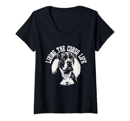 Damen Cane Corso Hund Living The Corso Life T-Shirt mit V-Ausschnitt Damen Cane Corso Hund Living The Corso Life T-Shirt mit V-Ausschnitt von Cane Corso Hund