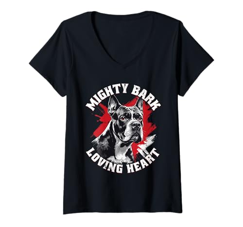 Damen Cane Corso Hund Mighty Bark Loving Heart T-Shirt mit V-Ausschnitt Damen Cane Corso Hund Mighty Bark Loving Heart T-Shirt mit V-Ausschnitt von Cane Corso Hund