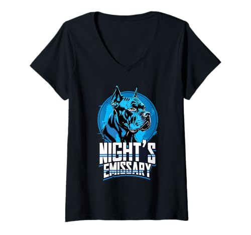 Damen Cane Corso Hund Night's Emissary T-Shirt mit V-Ausschnitt Damen Cane Corso Hund Night's Emissary T-Shirt mit V-Ausschnitt von Cane Corso Hund