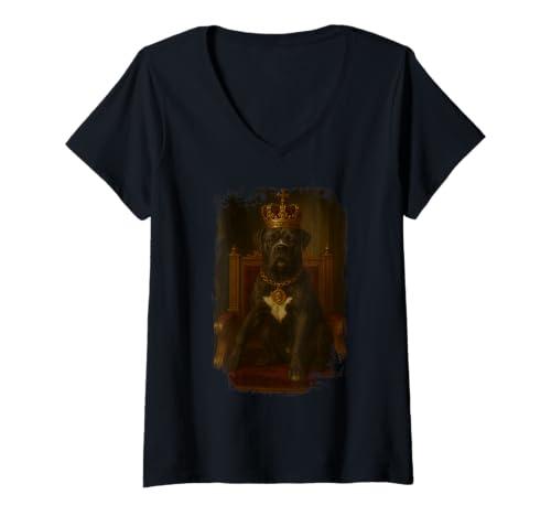 Damen Cane Corso Italiano Mutter T-Shirt mit V-Ausschnitt von Cane Corso Hundezubehör