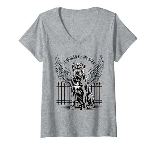 Damen Cane Corso Italiano Mutter T-Shirt mit V-Ausschnitt von Cane Corso Hundezubehör