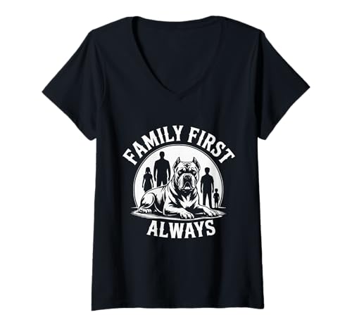 Damen Cane Corso Italiano Mutter T-Shirt mit V-Ausschnitt von Cane Corso Hundezubehör