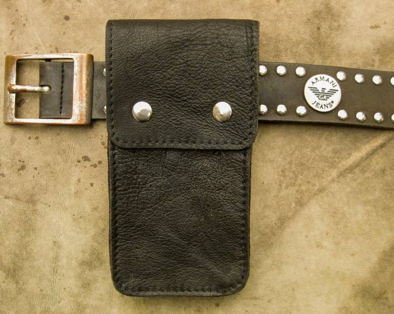 Smartphone-Gürteltasche Neues Rindsleder Schwarz von CanelGermany