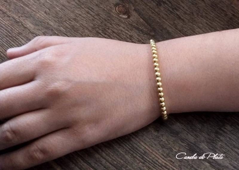 18 Karat Vergoldetes Perlenarmband Über Sterlingsilber. 4 Mm Großes Armband Mit Vergoldeten Perlen. Für Den Alltag. Stapelbares Armband 18 Karat Vergoldetes Perlenarmband Über Sterlingsilber. 4 Mm Großes Armband Mit Vergoldeten Perlen. Für Den Alltag. Stapelbares Armband von CaneladePlata
