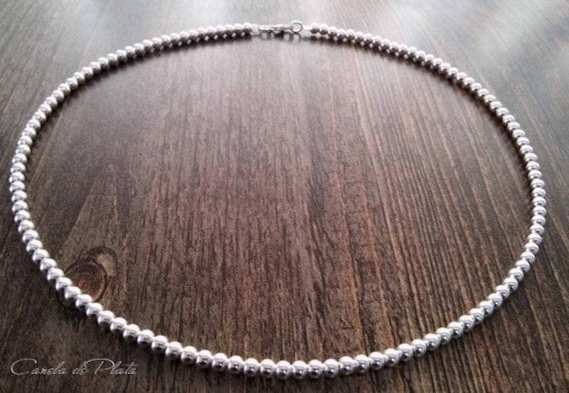 925 Silber 4mm Perlenkette. Sterling Halsband 925 Silber 4mm Perlenkette. Sterling Halsband von CaneladePlata