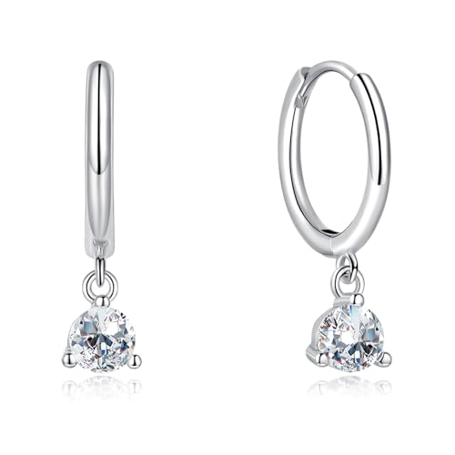 Cangall Creolen Ohrringe Hängend für Damen, 925 Sterling Silber Creolen mit Zirkonia Anhänger, Hypoallergen Leichte Ohrringe Silber Creolen, Ohrringe Hängend Silber Schmuck Geschenke für Geburtstag von Cangall
