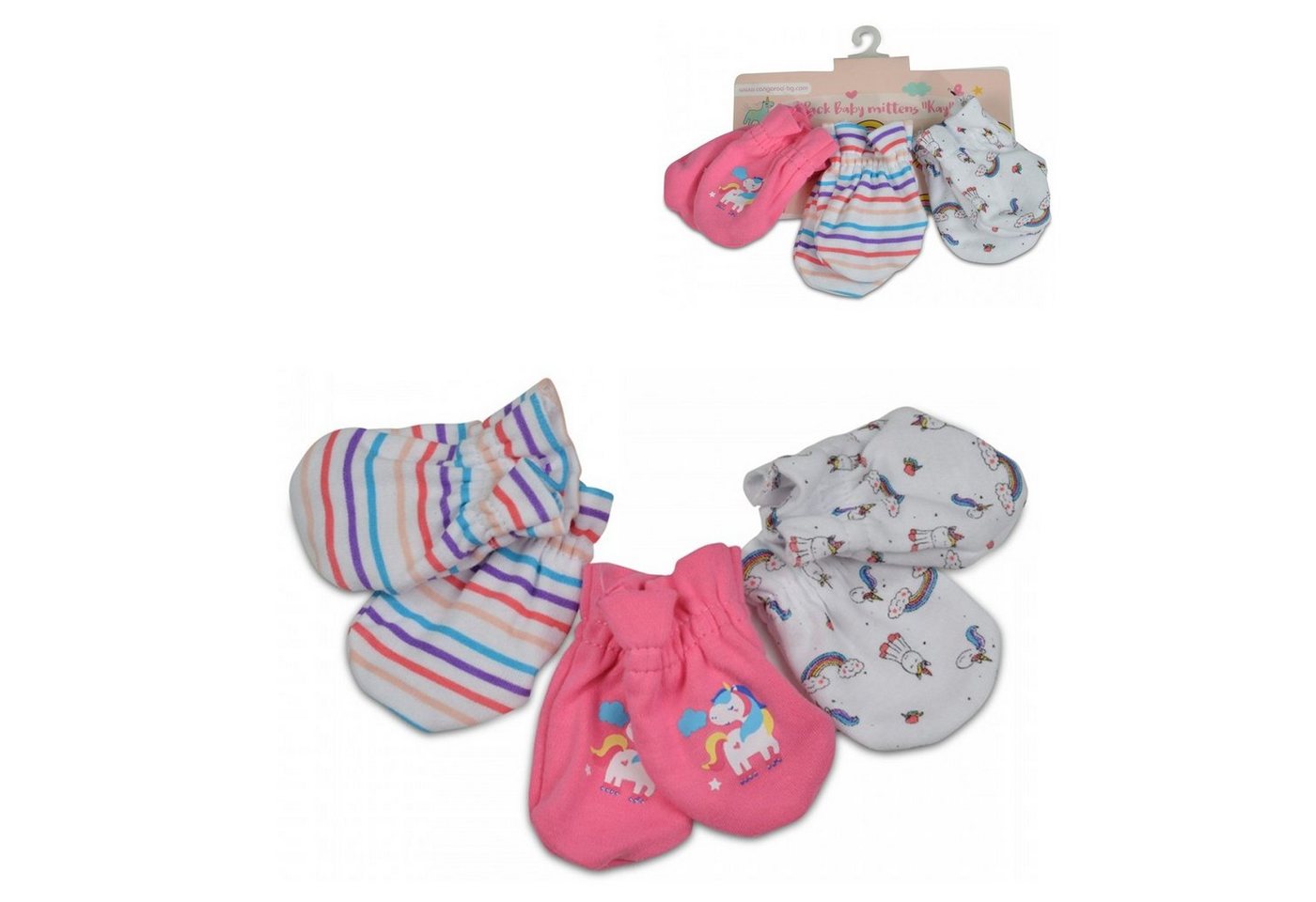 Cangaroo Fäustlinge Baby-Fäustlinge Kay 3er Set aus 100% Baumwolle, Erstlingshandschuhe von Cangaroo