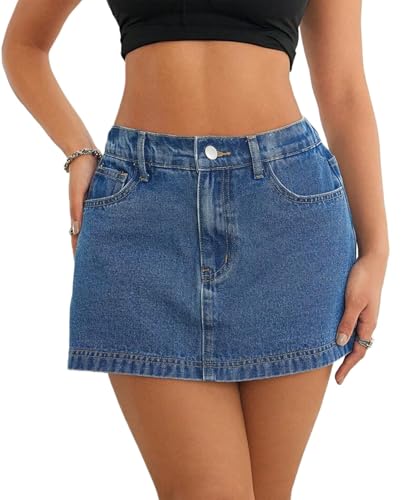 CaniBtr Jeans-Skorts für Damen, trendig, hohe Taille, dehnbar, Y2K-Minirock, Denim-Shorts, Skort, Blau 2945, Klein CaniBtr Jeans-Skorts für Damen, trendig, hohe Taille, dehnbar, Y2K-Minirock, Denim-Shorts, Skort, Blau 2945, Klein von CaniBtr