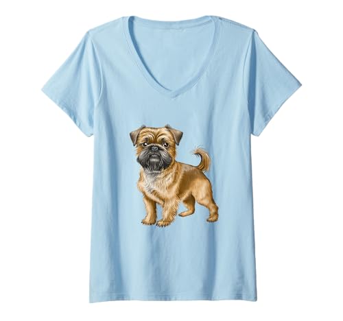 Damen Entzückender Brüsseler Griffon Hundeliebhaber T-Shirt mit V-Ausschnitt Damen Entzückender Brüsseler Griffon Hundeliebhaber T-Shirt mit V-Ausschnitt von Canine Charm