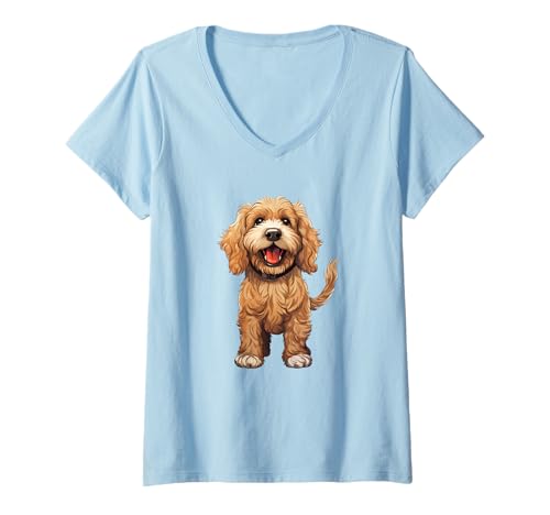 Damen Entzückende Labradoodle-Liebhaber T-Shirt mit V-Ausschnitt Damen Entzückende Labradoodle-Liebhaber T-Shirt mit V-Ausschnitt von Canine Companions