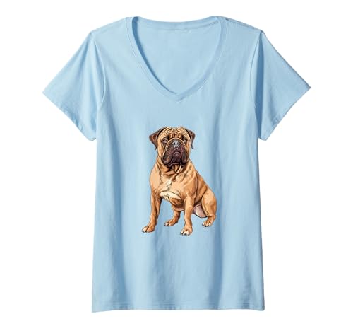 Damen Schöne Bullmastiff-Hunde-Illustration für Tierliebhaber T-Shirt mit V-Ausschnitt von Canine Companions