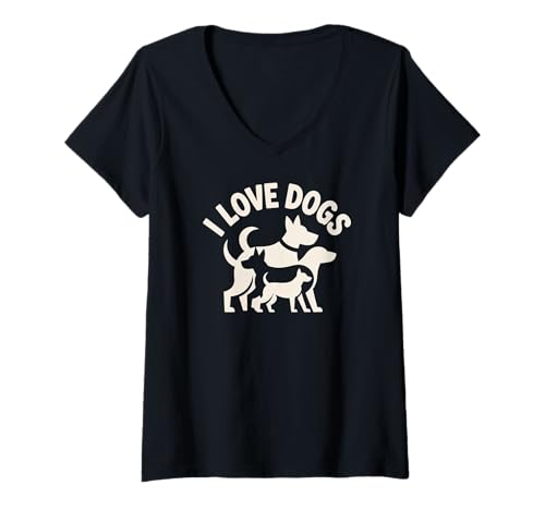 Damen Ich Liebe Hunde Hundegefährten für Immer T-Shirt mit V-Ausschnitt Damen Ich Liebe Hunde Hundegefährten für Immer T-Shirt mit V-Ausschnitt von Canine Enthusiast Dog Lovers Unite