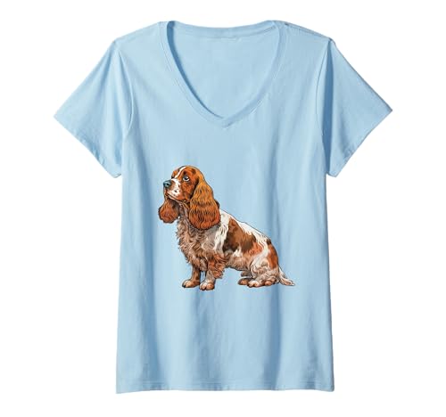 Damen Entzückender Cocker Spaniel Hundeliebhaber T-Shirt mit V-Ausschnitt Damen Entzückender Cocker Spaniel Hundeliebhaber T-Shirt mit V-Ausschnitt von Canine Enthusiasts
