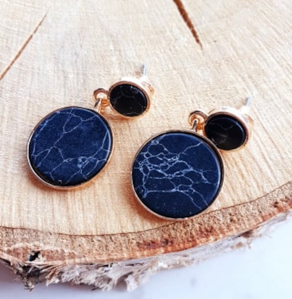 Elegante Statement Ohrringe Ohrstecker Ohrhänger Howlith Optik Elegante Statement Ohrringe Ohrstecker Ohrhänger Howlith Optik von CanisMinorArtShop