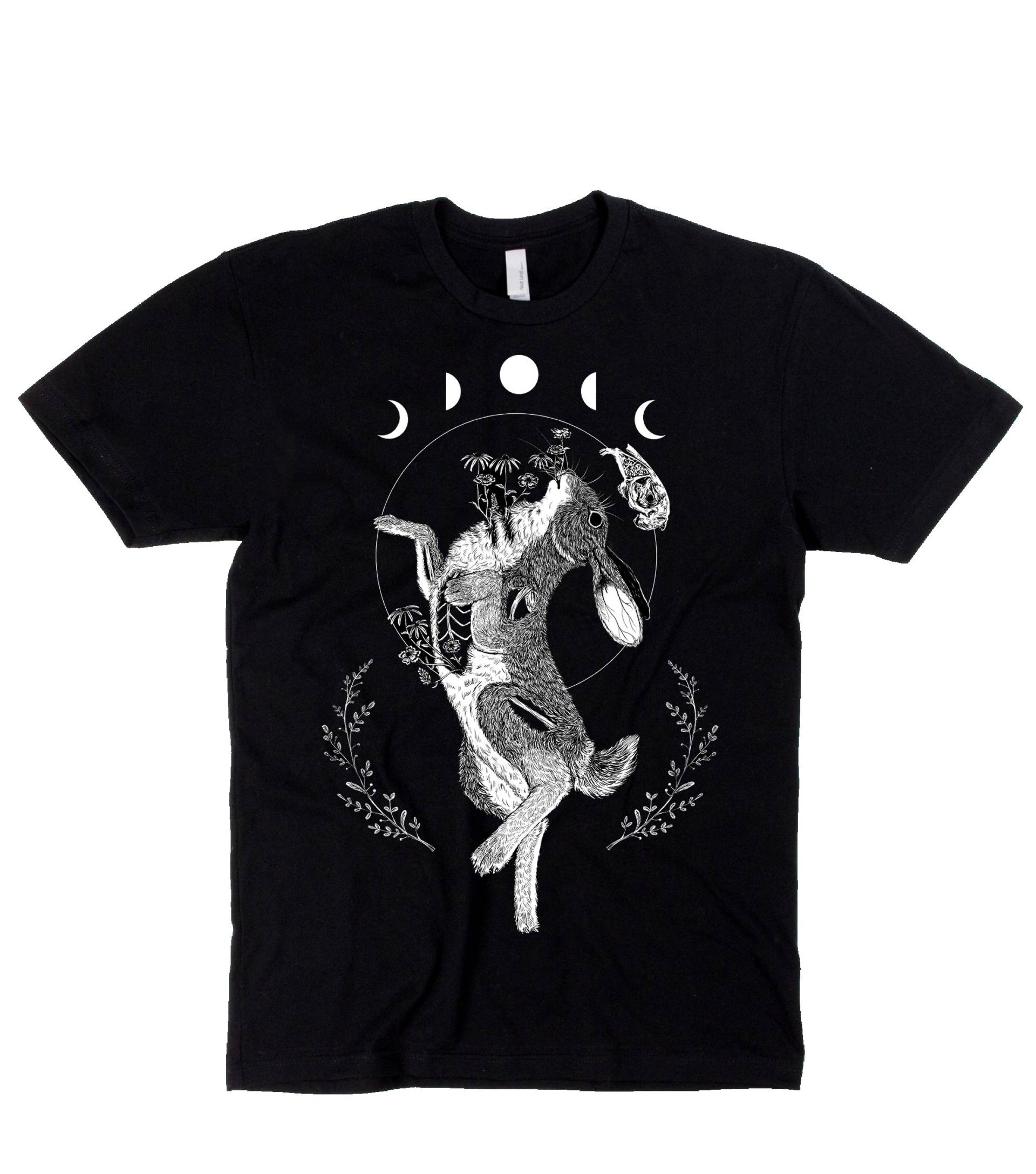 Momento Vivere Rabbit Moon Unisex-Shirt Schwarz Weiß Momento Vivere Rabbit Moon Unisex-Shirt Schwarz Weiß von CanisOvis