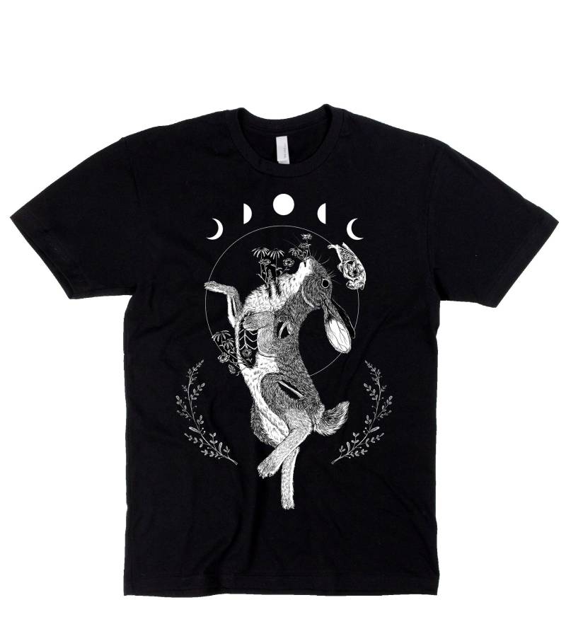 Momento Vivere Rabbit Moon Unisex-Shirt Schwarz Weiß Momento Vivere Rabbit Moon Unisex-Shirt Schwarz Weiß von CanisOvis