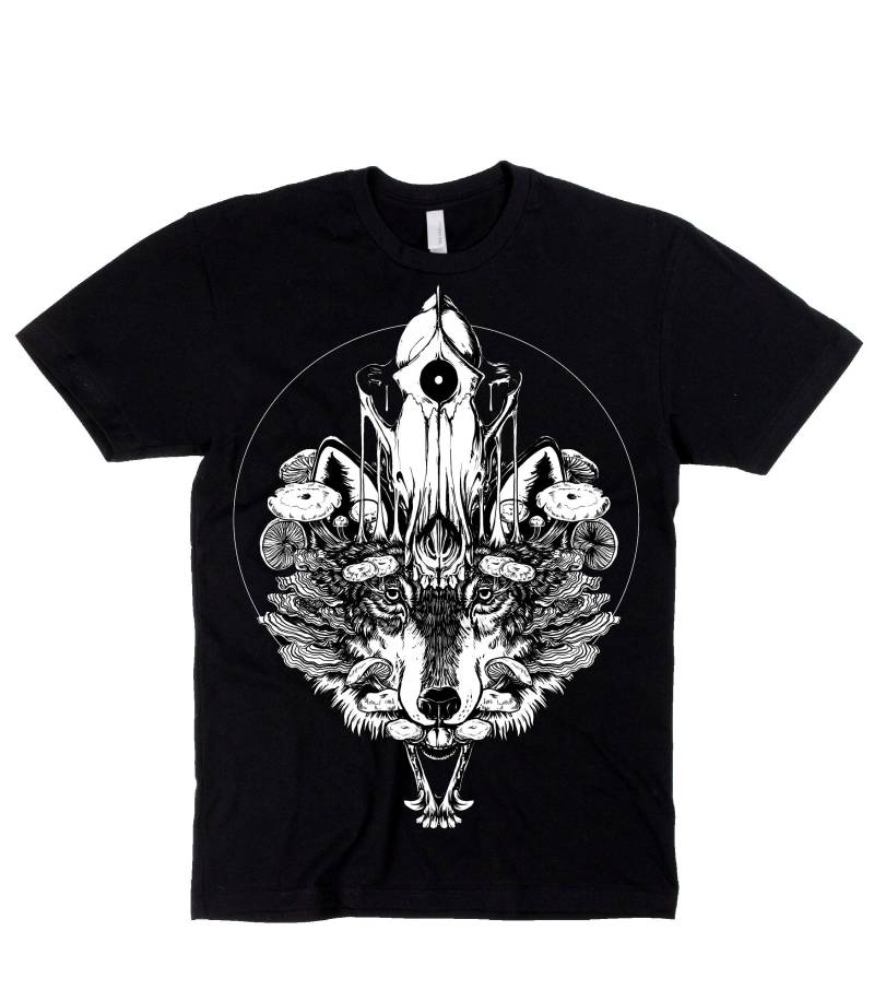 Wie Oben, So Unten Pilz Wolf Schwarzes Unisex T-Shirt Wie Oben, So Unten Pilz Wolf Schwarzes Unisex T-Shirt von CanisOvis