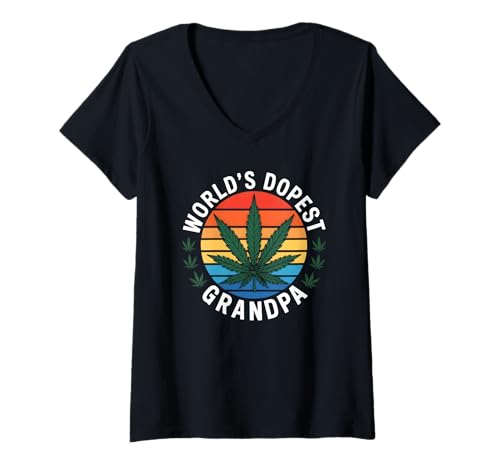 Damen Das coolste Grandpa-Cannabisblatt der Welt T-Shirt mit V-Ausschnitt Damen Das coolste Grandpa-Cannabisblatt der Welt T-Shirt mit V-Ausschnitt von Cannabis Grandpa Weed Smoker Humor.