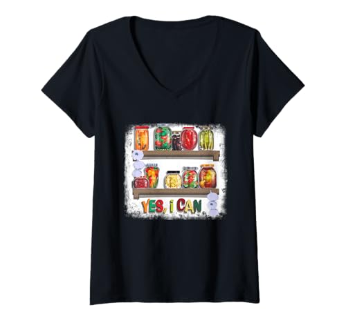 Damen Einmachsaison Yes I m Can Jar Einlegen Einmachdose T-Shirt mit V-Ausschnitt Damen Einmachsaison Yes I m Can Jar Einlegen Einmachdose T-Shirt mit V-Ausschnitt von Canning Season Yes I m Can Jar Pickling Canner