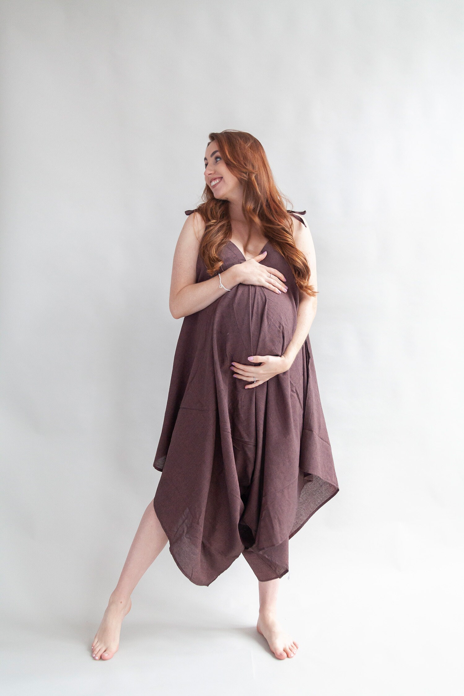 Baumwoll Umstands Jumpsuit Lockere Passform, Schulterbindung von CannyBonny