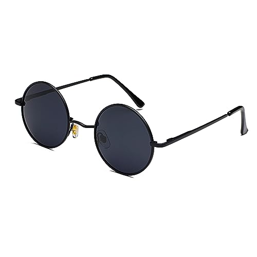 Canoazo Runde polarisierte Retro-Sonnenbrille, Hippie-Sonnenbrille, rund, Lennon-Brille, kleine Kreis-Sonnenbrille, Schwarzer Rahmen/schwarze Gläser, MM Canoazo Runde polarisierte Retro-Sonnenbrille, Hippie-Sonnenbrille, rund, Lennon-Brille, kleine Kreis-Sonnenbrille, Schwarzer Rahmen/schwarze Gläser, MM von Canoazo