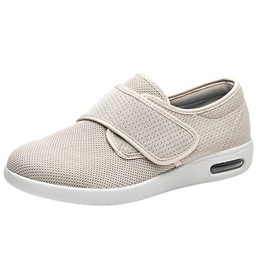 Cansats Therapieschuhe Verbandsschuhe Anti-Rutsch Orthopädischer extrabreiter Verstellbarer Riemen für Damen. Einfaches An- und Ausziehen,Beige,39 Therapieschuhe Extra Breit Rehaschuhe von Cansats