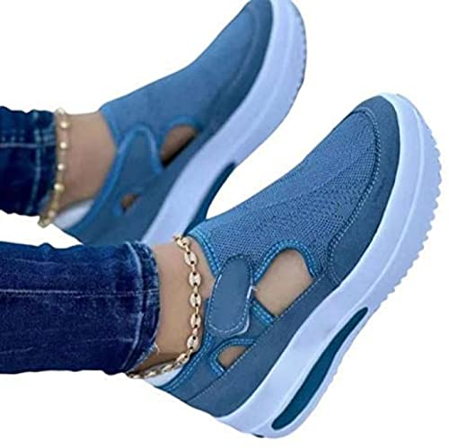 Lässige Netz-Wanderschuhe 2022 Frühlings-Sneaker für Damen, atmungsaktiv, Sport, neues Netzgewebe, Outdoor, Laufen, Fliegengewebe, Blau, 40 von Cansats