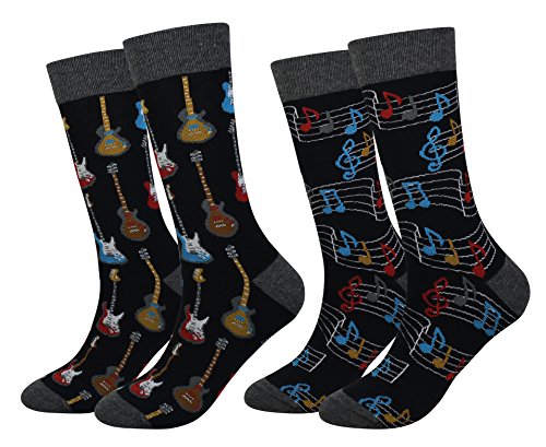 Cansok Herren Neuheit Musik Gitarre Socken anziehen Mannschafts Waden Socken Packung mit 2 von Cansok