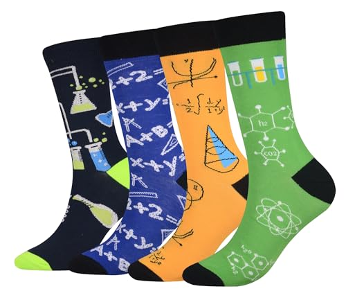 Cansok Herren Neuheit Physik Chemie Mathematik Wissenschaft Tier Socken anziehen Mannschafts Waden Socken Packung mit 4 von Cansok
