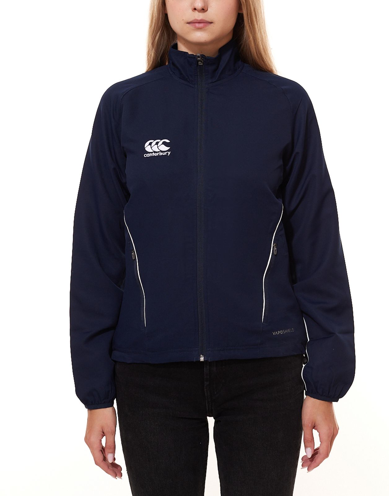 Canterbury Team Track Jacket Damen Sportjacke mit Vaposhield E683644 769 Dunkelblau von Canterbury