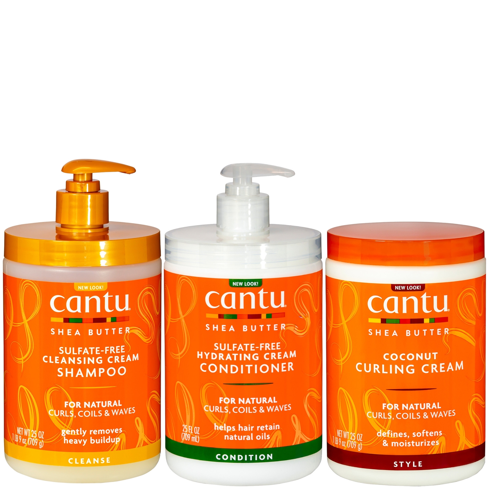 Cantu Shea Butter for Natural Hair Cleansing Cream Shampoo, Hydrating Cream Conditioner & Coconut Curling Cream Salon Size Trio von Cantu