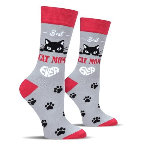 Cantustime BEST CAT MOM EVER Socken für Mama Frauen - Muttertagsgeschenk Lustig Geschenke katze Mutter Damen Katzenliebhaber Witzige Motiv Coole Verrückte katzen Socke Weihnachten Geburtstagsgeschenk von Cantustime