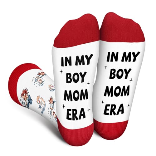 Cantustime IN MY BOY MOM ERA Socken für Mama Frauen - Muttertagsgeschenk Lustig Geschenke Bunte Mutter Damen Witzige Motiv Coole Verrückte Socke Weihnachten Geburtstagsgeschenk Strümpfe Geschenkideen von Cantustime