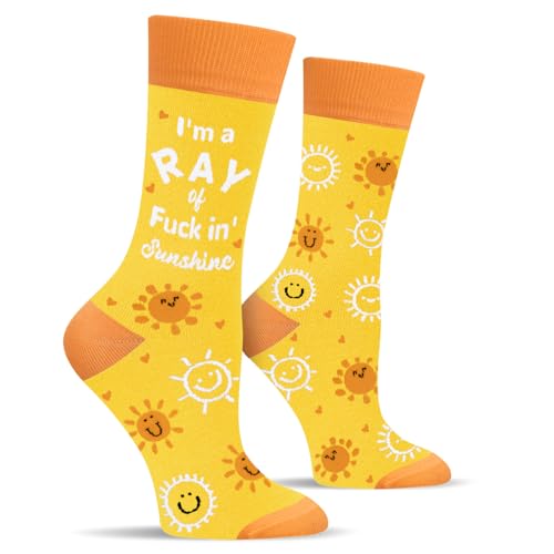 Cantustime Lustige Socken für Frauen und Mädchen - I'M A RAY OF FUCKING SUNSHINE Socken Valentinstag Geburtstag Weihnachten Lustig Spaß Geschenke für Freundin von Cantustime