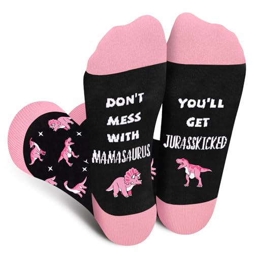 DON'T MESS WITH MAMASAURUS Socken für Mama Frauen - Muttertagsgeschenk Lustig Geschenke Bunte Mutter Damen Witzige Motiv Coole Verrückte Socke Weihnachten Geburtstagsgeschenk Strümpfe Geschenkideen von Cantustime