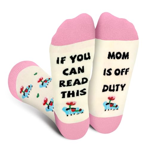 IF YOU CAN READ THIS,MOM IS OFF DUTY Socken für Mama Frauen - Muttertagsgeschenk Lustig Geschenke Bunte Mutter Damen Witzige Verrückte Socke Weihnachten Geburtstagsgeschenk Strümpfe Geschenkideen von Cantustime