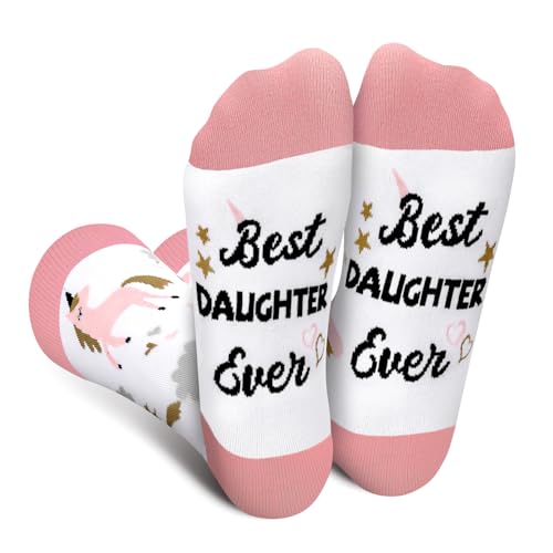Lustige Socken für Damen Mädchen - BEST DAUGHTER Geschenke Bunte Lustig Frauen Witzige Motiv Coole Bedrucken Verrückte Socken Weihnachten Strümpfe Geschenkideen von Cantustime