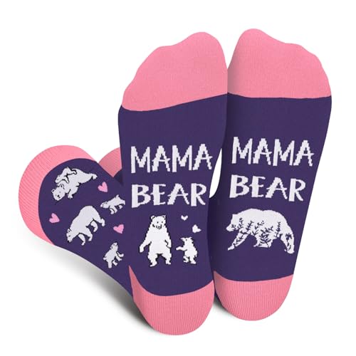 MAMA BEAR Socken für Mama Frauen - Muttertagsgeschenk Lustig Geschenke Bunte Mutter Damen Witzige Motiv Coole Bedrucken Verrückte Socke Weihnachten Geburtstagsgeschenk Strümpfe Geschenkideen von Cantustime