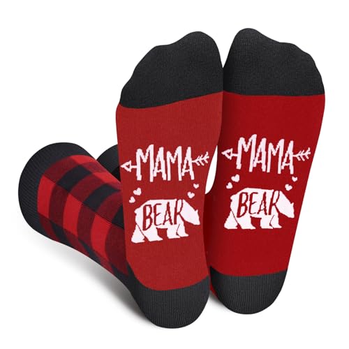 MAMA BEAR Socken für Mama Frauen - Muttertagsgeschenk Lustig Geschenke Bunte Mutter Damen Witzige Motiv Coole Bedrucken Verrückte Socke Weihnachten Geburtstagsgeschenk Strümpfe Geschenkideen von Cantustime