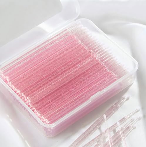 100 PCS Micro Applicator Brush Bendable Makeup Mascara Brush for Eyelash Extensions Crystal Pink (Head Diameter:2.0/1.5mm) von Canvas Trend