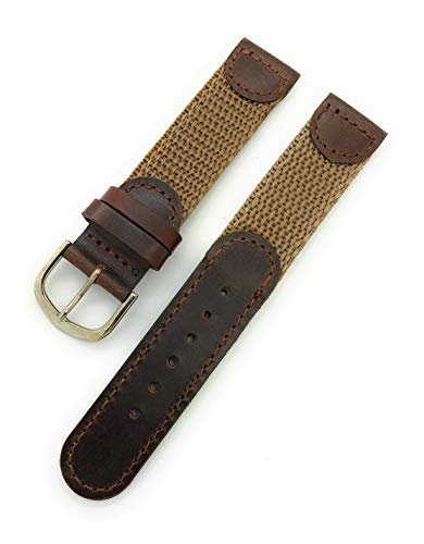 Uhrenarmband aus Segeltuch, Nylon, Leder, 18 mm, Braun Uhrenarmband aus Segeltuch, Nylon, Leder, 18 mm, Braun von Canvas Watch Bands