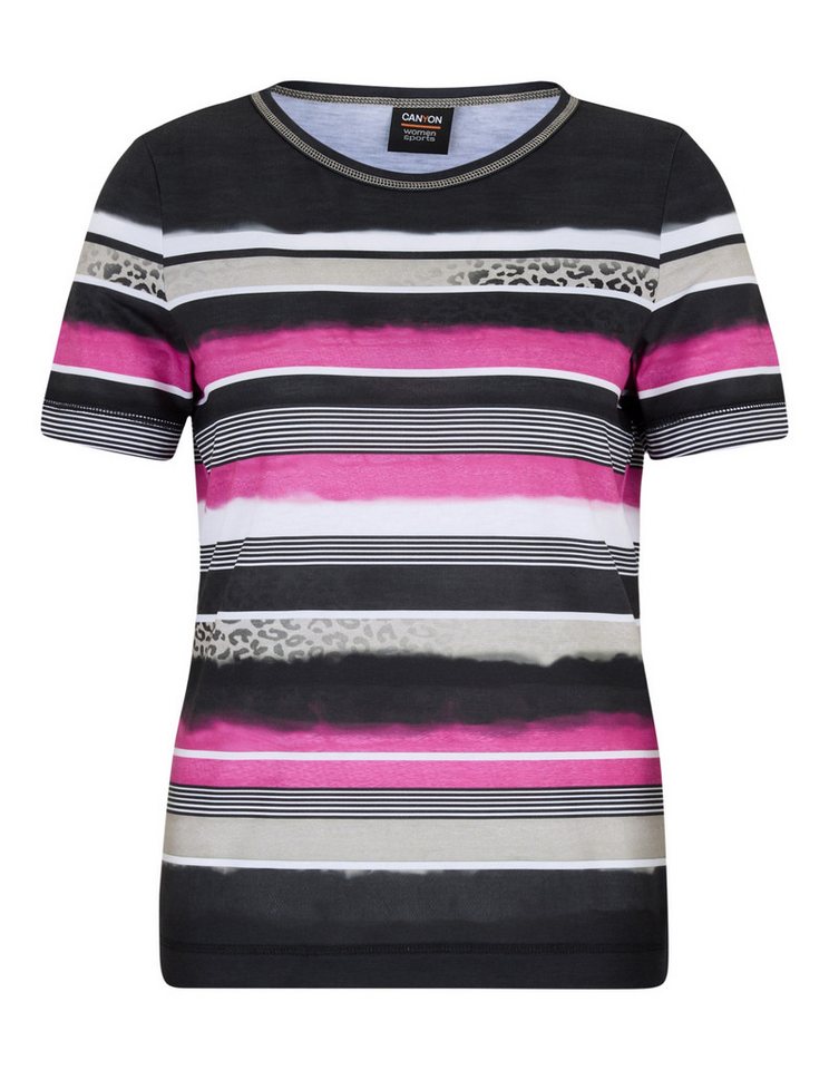 Canyon T-Shirt Canyon Damen Shirt 1/2 Arm STRIPES BLACK-PINK-CAMEL von Canyon