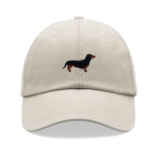 Baseballkappe mit Dackel-Wurst, Vintage, gewaschen, Unisex, verstellbar, stone, Einheitsgröße Baseballkappe mit Dackel-Wurst, Vintage, gewaschen, Unisex, verstellbar, stone, Einheitsgröße von Cap Base
