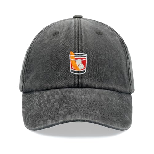 Negroni Cocktail Baseball Cap Vintage Washed Unisex Dad Hat Verstellbar, Schwarz , Einheitsgröße von Cap Base