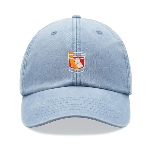 Negroni Cocktail Baseball Cap Vintage Washed Unisex Dad Hat Verstellbar, hellblau, Einheitsgröße von Cap Base