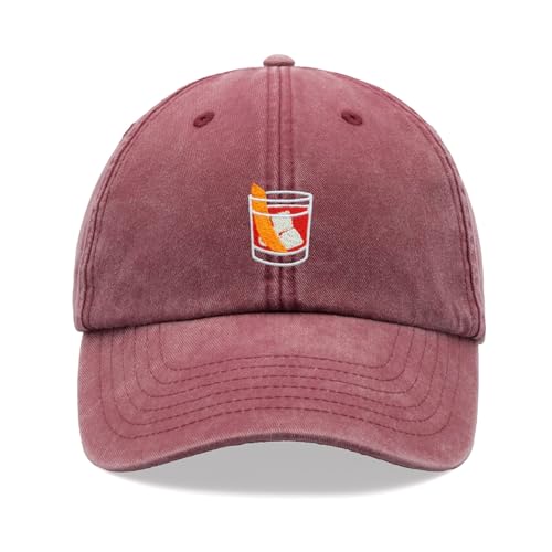 Negroni Cocktail Baseball Cap Vintage Washed Unisex Dad Hat Verstellbar, rot, Einheitsgröße von Cap Base