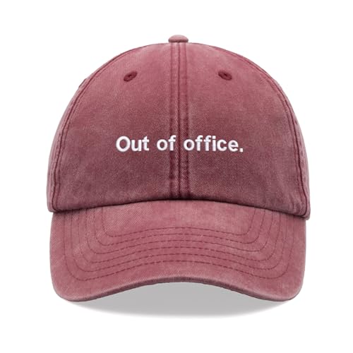 Out of Office.Baseball Cap Vintage Washed Uni Dad Hat Low Profile Adjustable, rot, Einheitsgröße von Cap Base