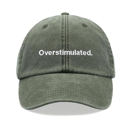 Overstimulated.Baseball Cap Vintage Washed Unisex Dad Hat Low Profile Adjustable, olivgrün, Einheitsgröße von Cap Base